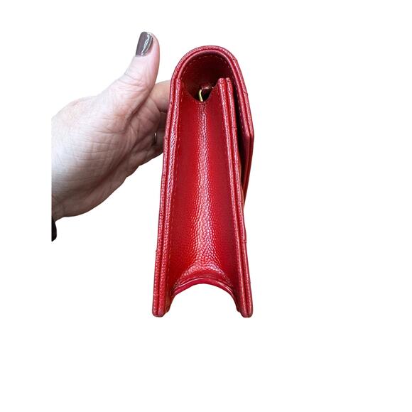 Saint Laurent 2018 Cassandre Wallet on Chain Red w/box - Picture 6 of 15